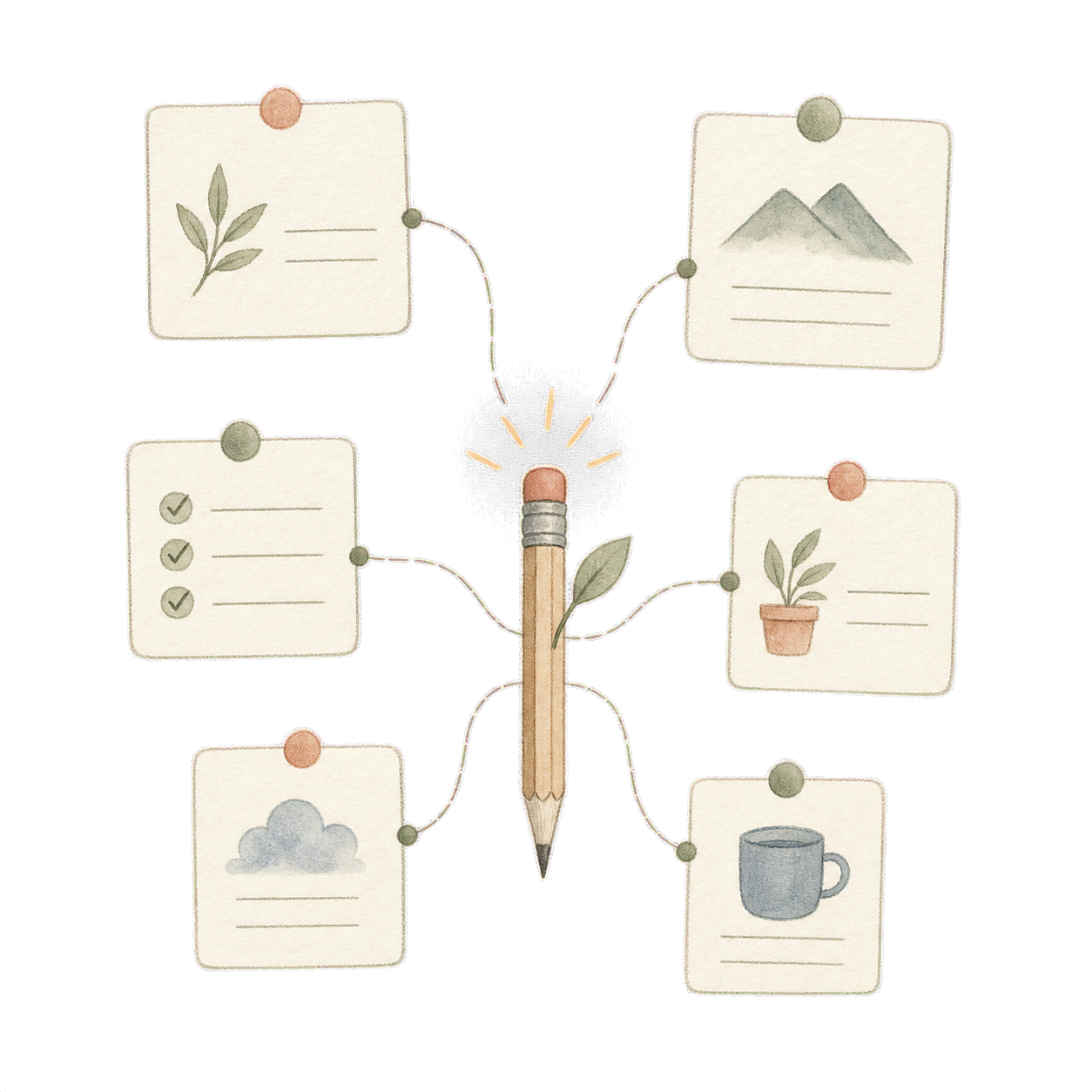Hand-drawn automation spark and organised notes