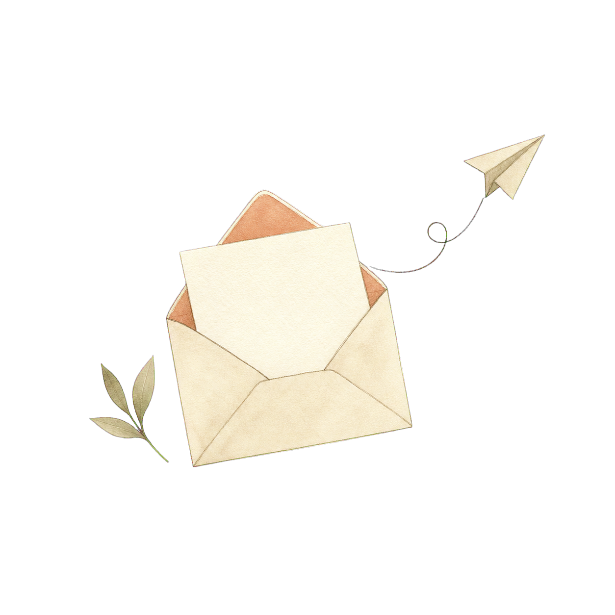 Hand-drawn envelope and paper airplane for parent updates